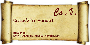 Csipán Vendel névjegykártya